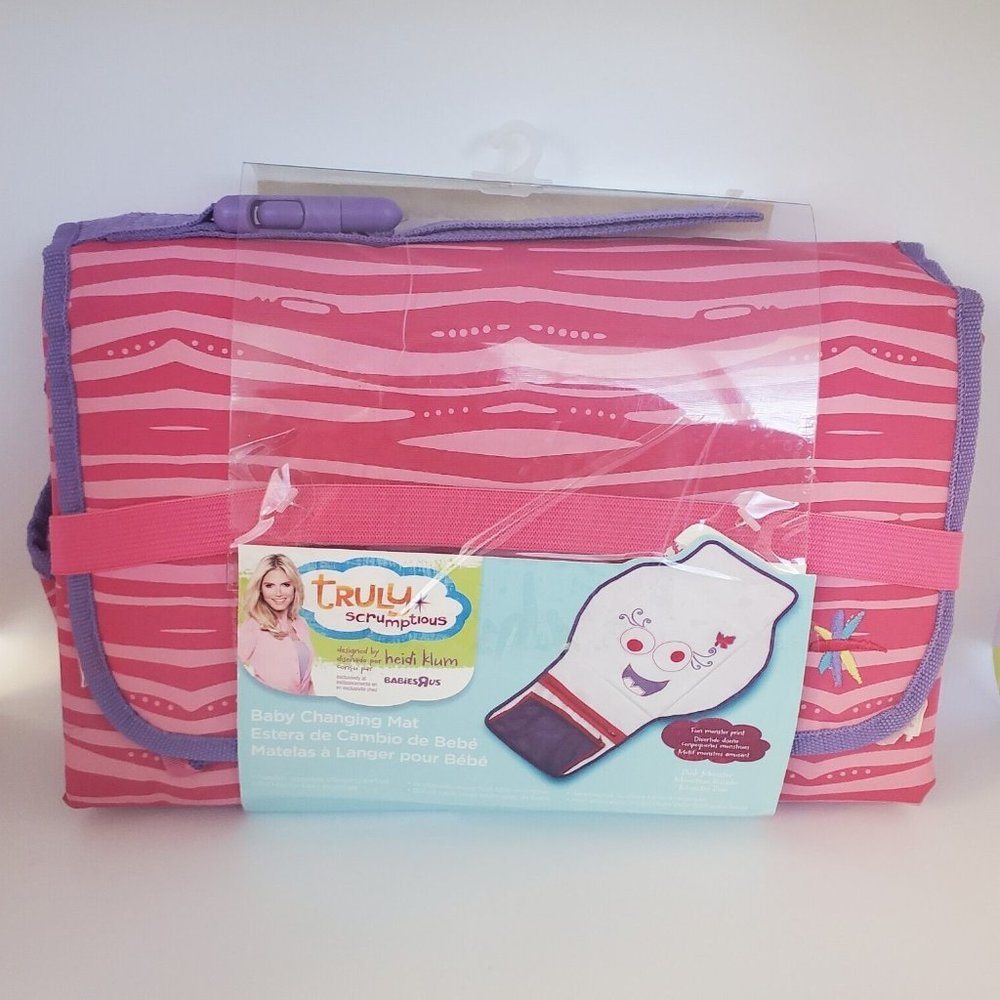 Truly Scrumptious Portable Baby Changing Mat Pink Monster Print NOS Babies R US